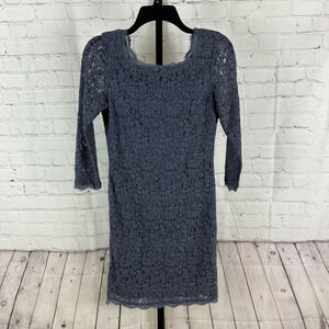 Adrianna Papell Lace Overlay Sheath Gray Dress Size 4